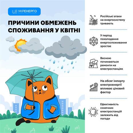 Причини обмежень споживання у квітні - пояснює НЕК "Укренерго"